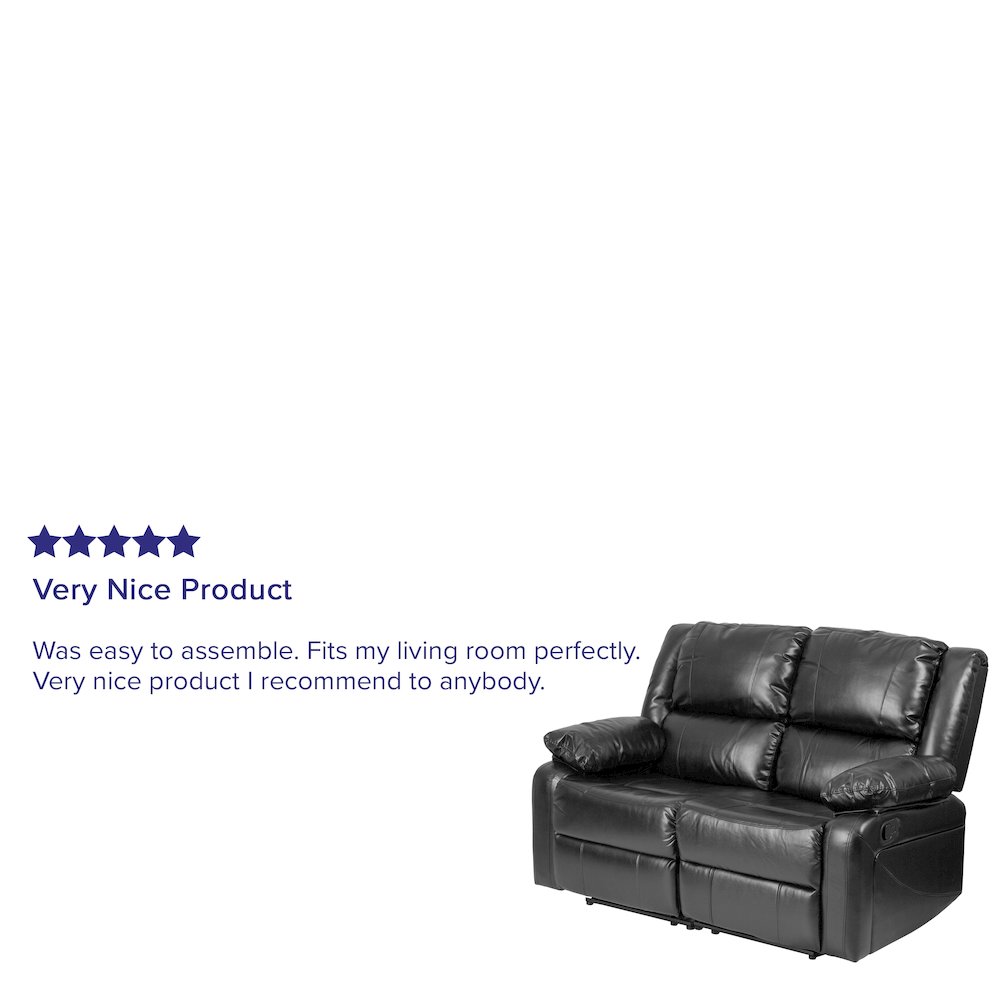 Black LeatherSoft Loveseat with Two Built-In Recliners. Picture 7