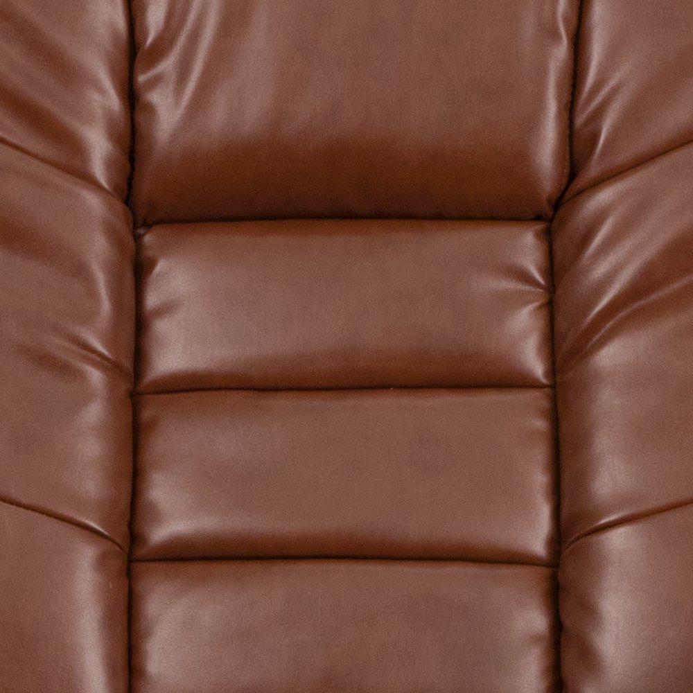 Recliner with Horizontal Stitching and Ottoman with Swivel Mahogany Wood Base. Picture 12