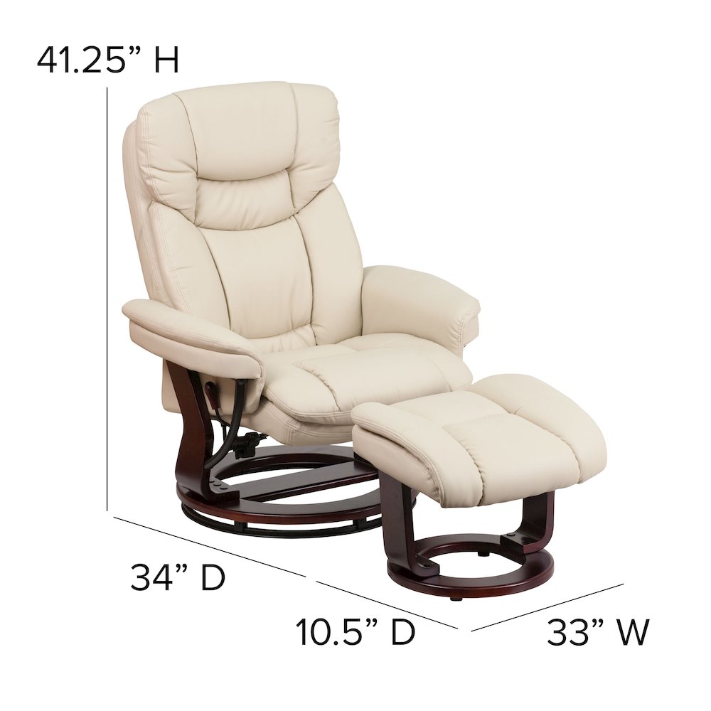 Recliner Chair with Ottoman | Beige Swivel Recliner Chair with Ottoman Footrest. Picture 5