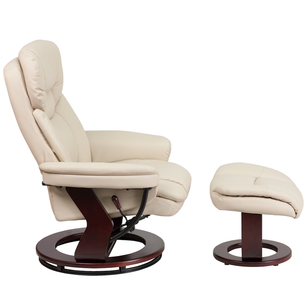 Recliner Chair with Ottoman | Beige Swivel Recliner Chair with Ottoman Footrest. Picture 8