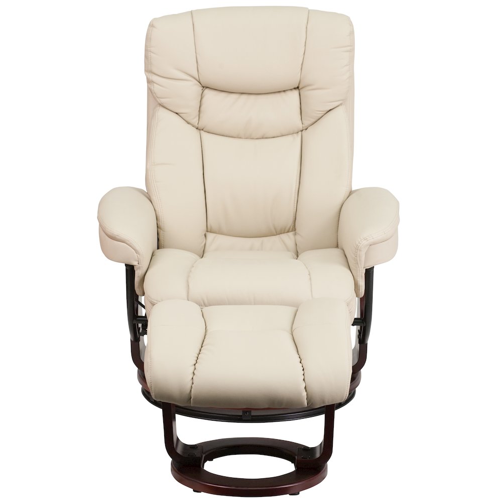Recliner Chair with Ottoman | Beige Swivel Recliner Chair with Ottoman Footrest. Picture 9