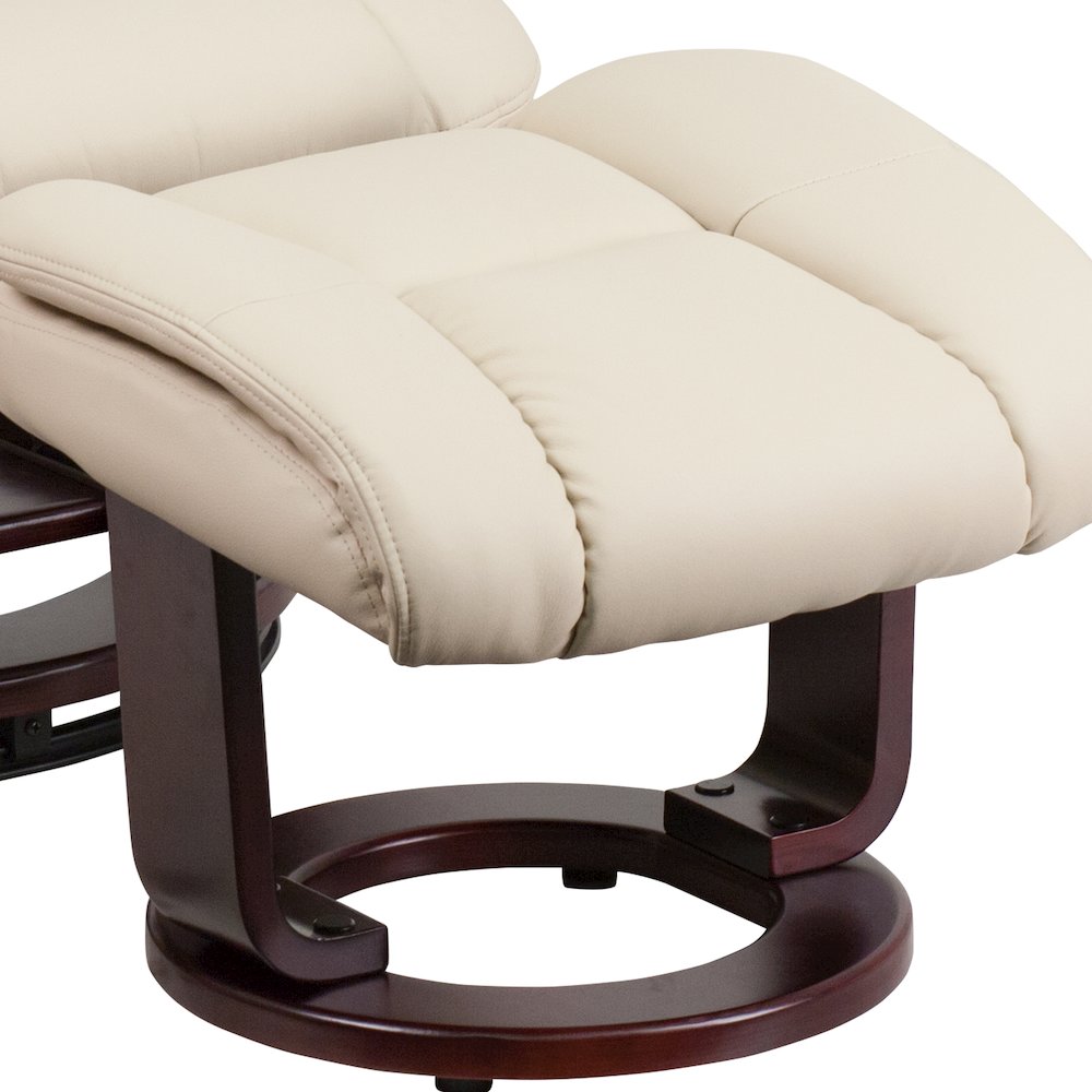 Recliner Chair with Ottoman | Beige Swivel Recliner Chair with Ottoman Footrest. Picture 11