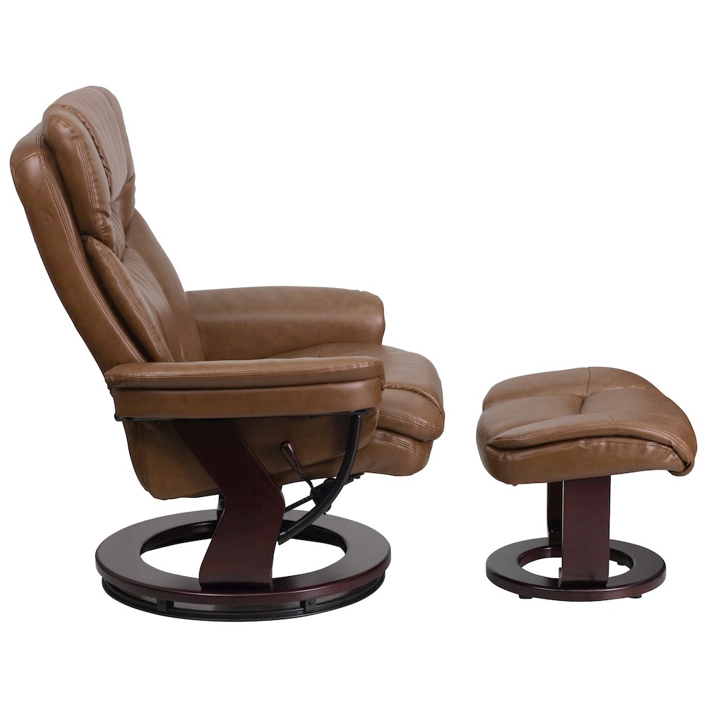 Recliner and Ottoman with Swivel Mahogany Wood Base in Palimino LeatherSoft. Picture 8
