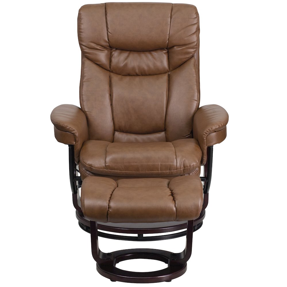 Recliner and Ottoman with Swivel Mahogany Wood Base in Palimino LeatherSoft. Picture 9