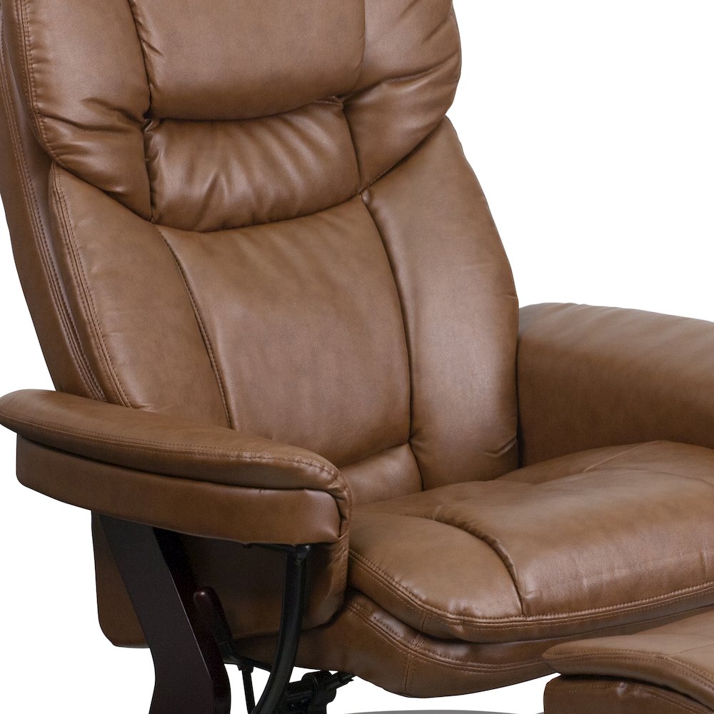 Recliner and Ottoman with Swivel Mahogany Wood Base in Palimino LeatherSoft. Picture 11
