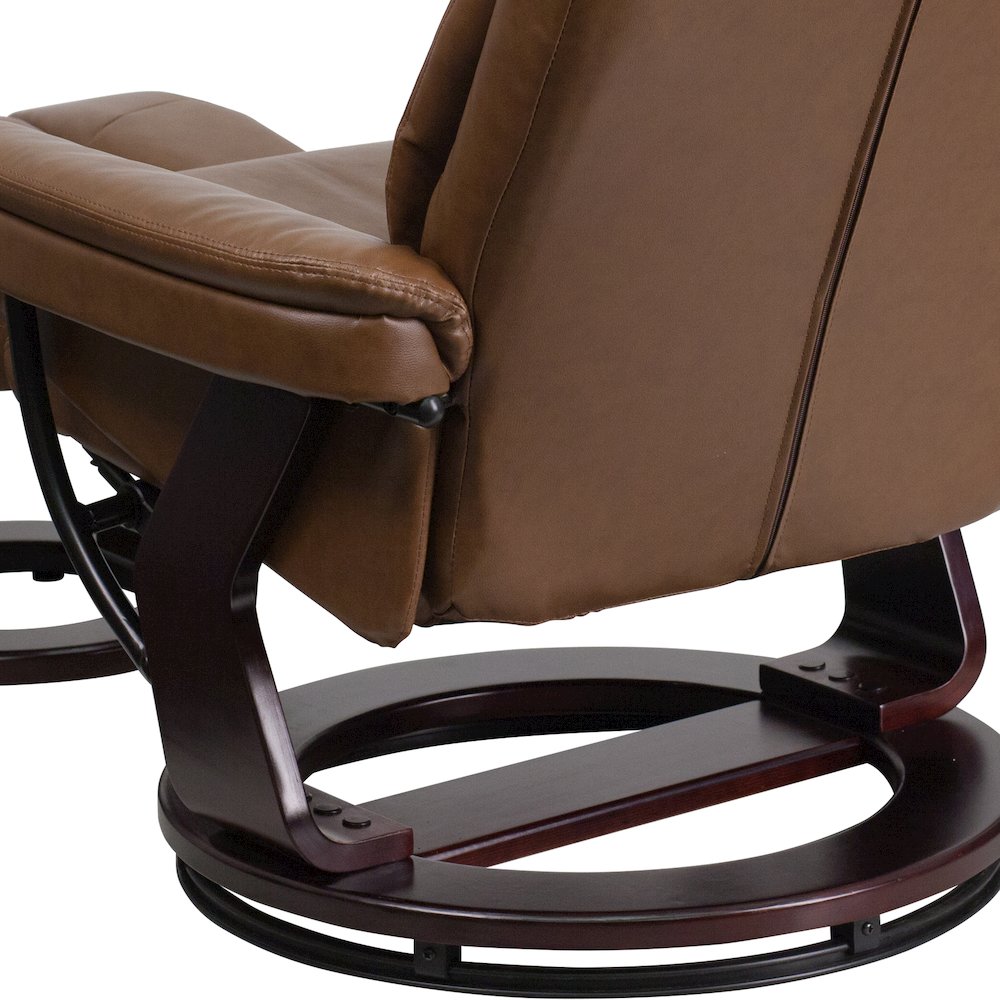 Recliner and Ottoman with Swivel Mahogany Wood Base in Palimino LeatherSoft. Picture 10