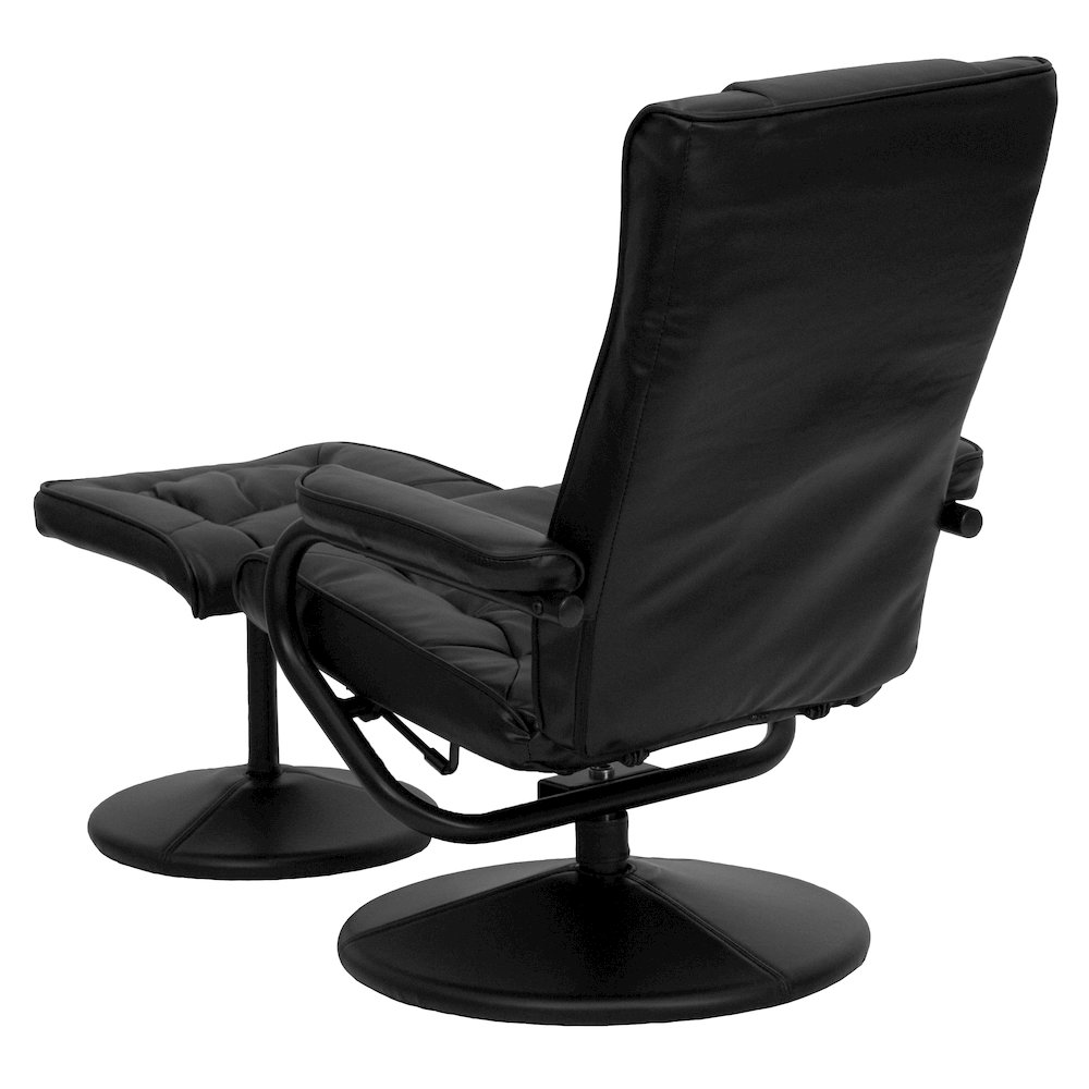 Recliner and Ottoman with Wrapped Base in Black LeatherSoft. Picture 6
