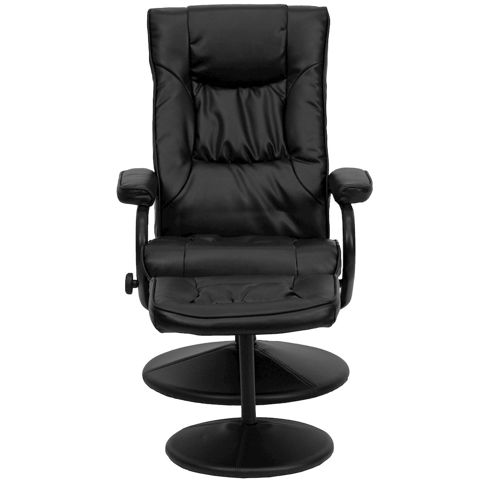 Recliner and Ottoman with Wrapped Base in Black LeatherSoft. Picture 9