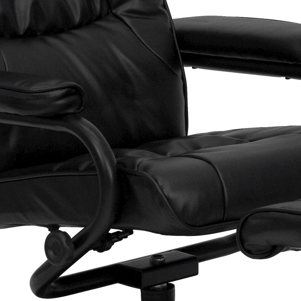 Recliner and Ottoman with Wrapped Base in Black LeatherSoft. Picture 10