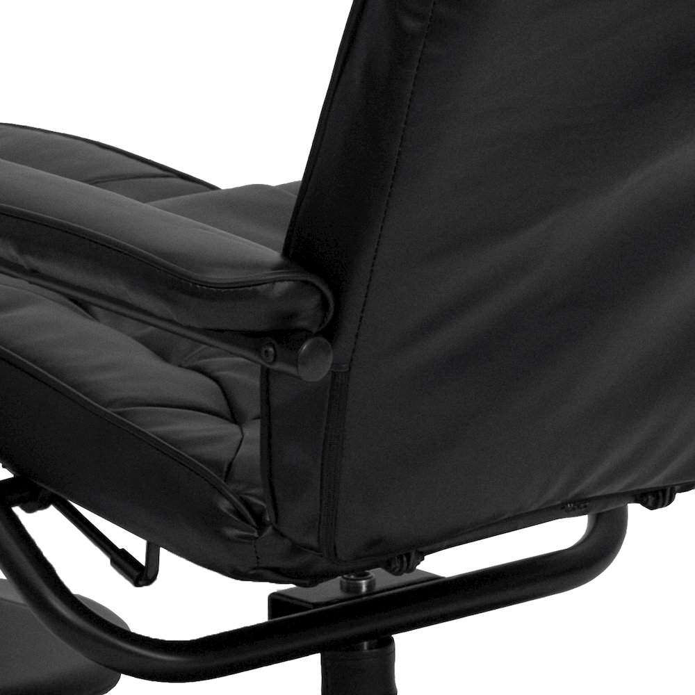 Recliner and Ottoman with Wrapped Base in Black LeatherSoft. Picture 11