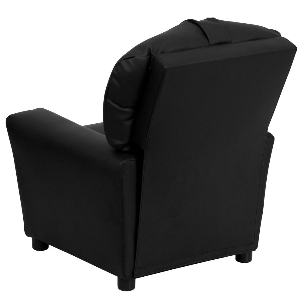 Contemporary Black LeatherSoft Kids Recliner with Cup Holder. Picture 4