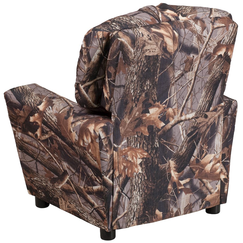 Contemporary Camouflaged Fabric Kids Recliner with Cup Holder. Picture 11