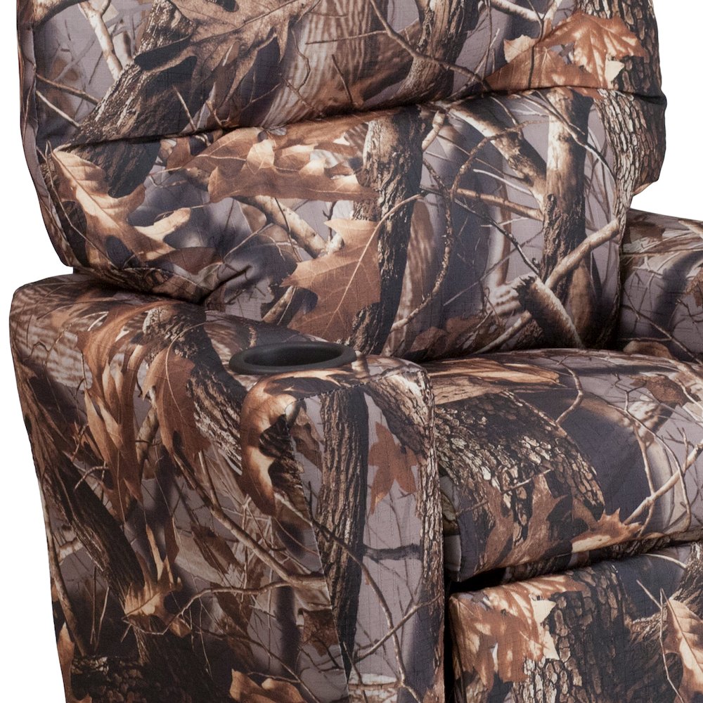 Contemporary Camouflaged Fabric Kids Recliner with Cup Holder. Picture 15