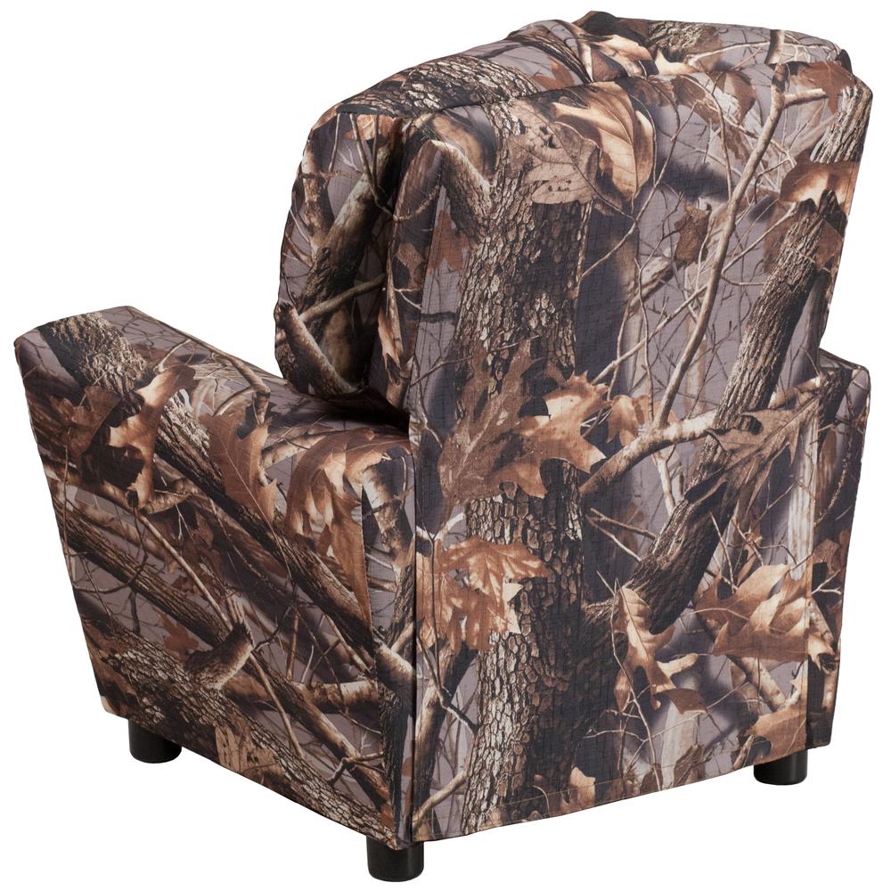 Contemporary Camouflaged Fabric Kids Recliner with Cup Holder. Picture 4