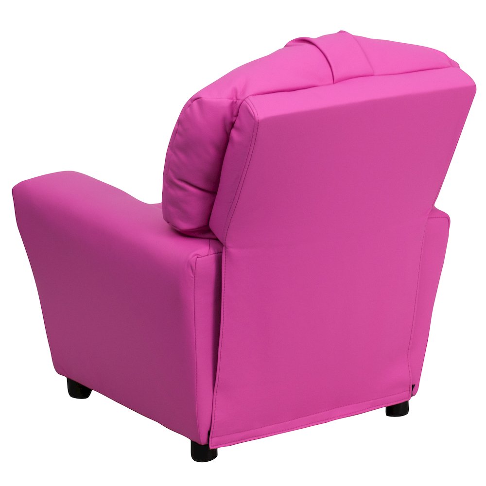 Contemporary Hot Pink Vinyl Kids Recliner with Cup Holder. Picture 10