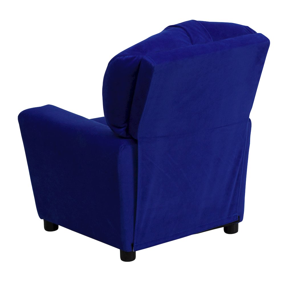 Contemporary Blue Microfiber Kids Recliner with Cup Holder. Picture 9