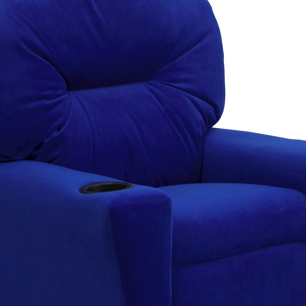 Contemporary Blue Microfiber Kids Recliner with Cup Holder. Picture 13