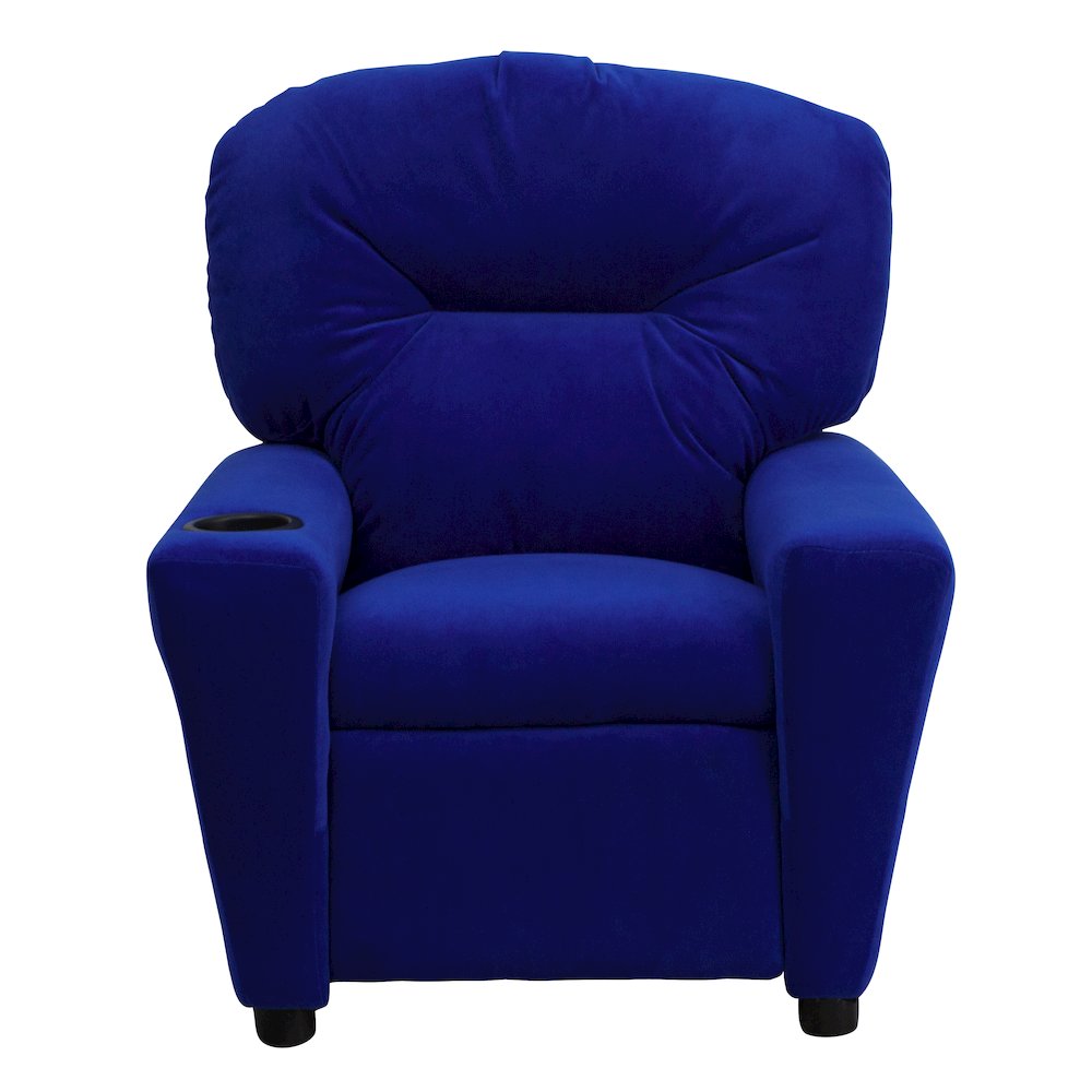 Contemporary Blue Microfiber Kids Recliner with Cup Holder. Picture 12