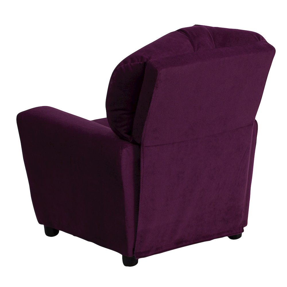 Contemporary Purple Microfiber Kids Recliner with Cup Holder. Picture 10