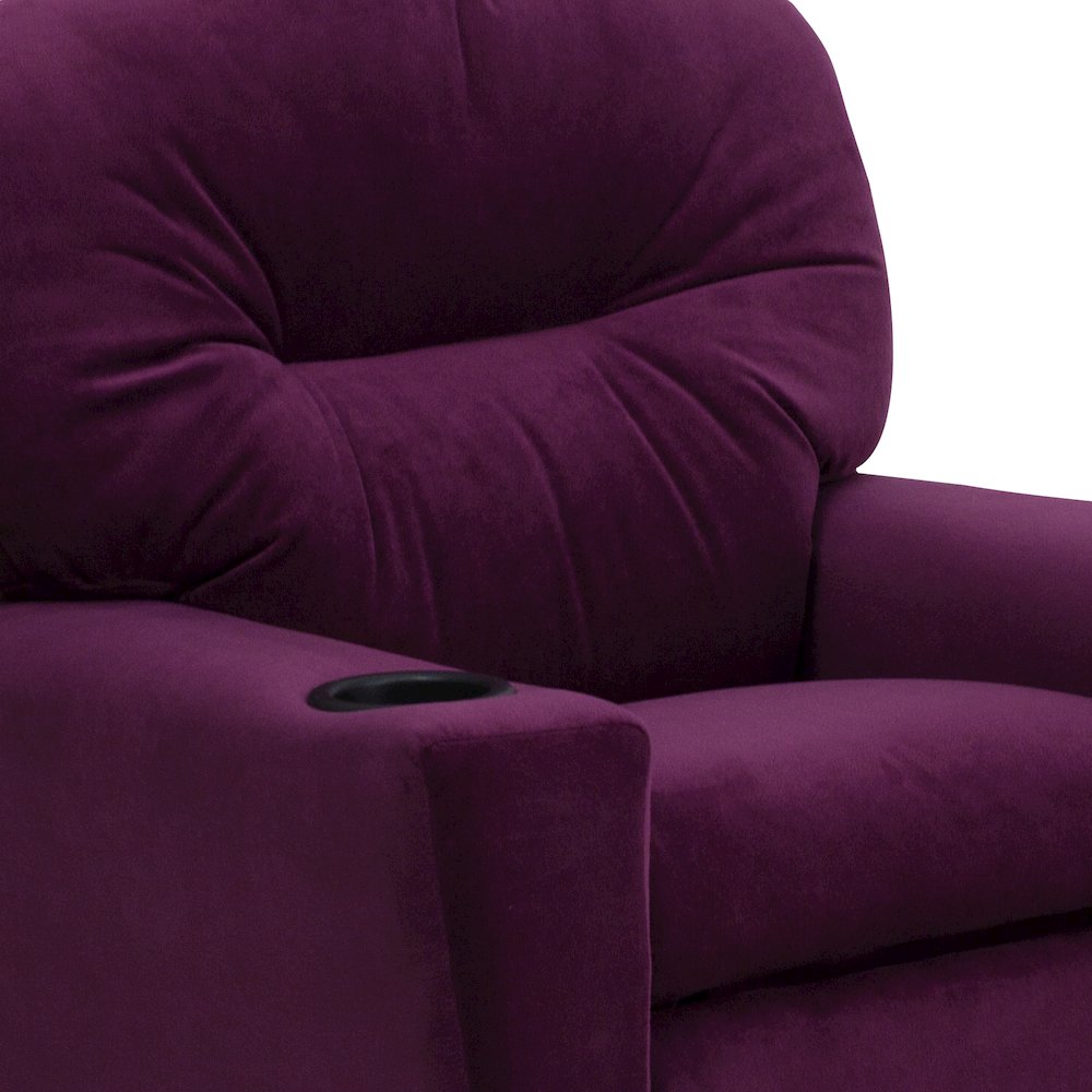 Contemporary Purple Microfiber Kids Recliner with Cup Holder. Picture 14