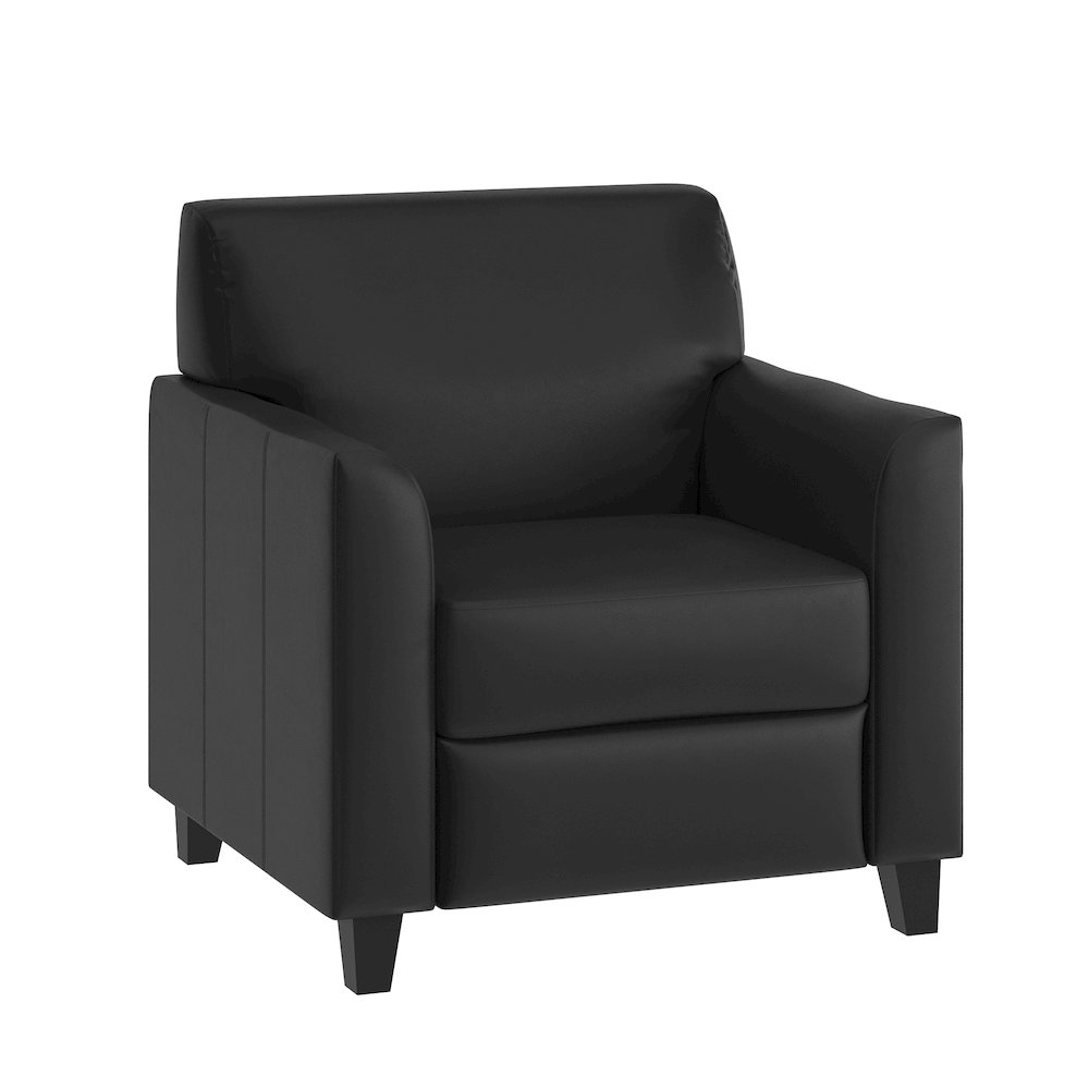 Black LeatherSoft Chair with Clean Line Stitched Frame. Picture 1