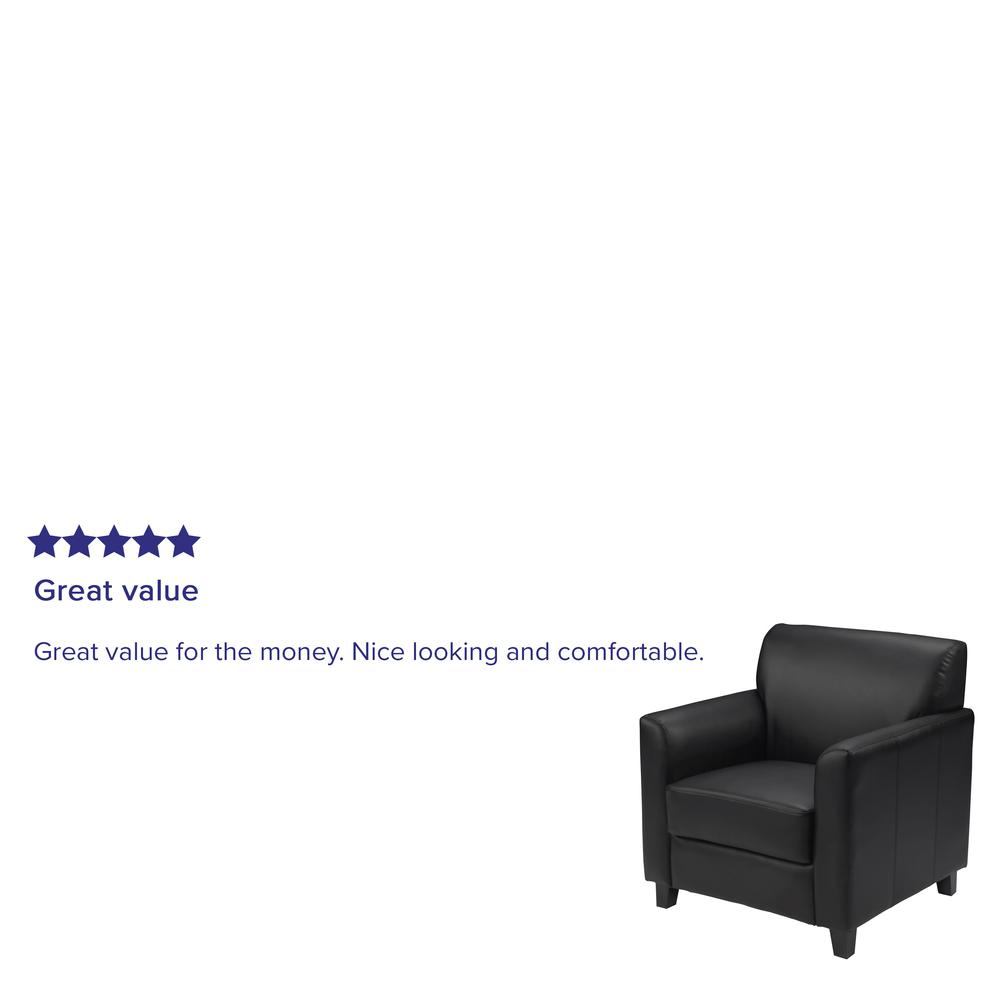 Black LeatherSoft Chair with Clean Line Stitched Frame. Picture 7
