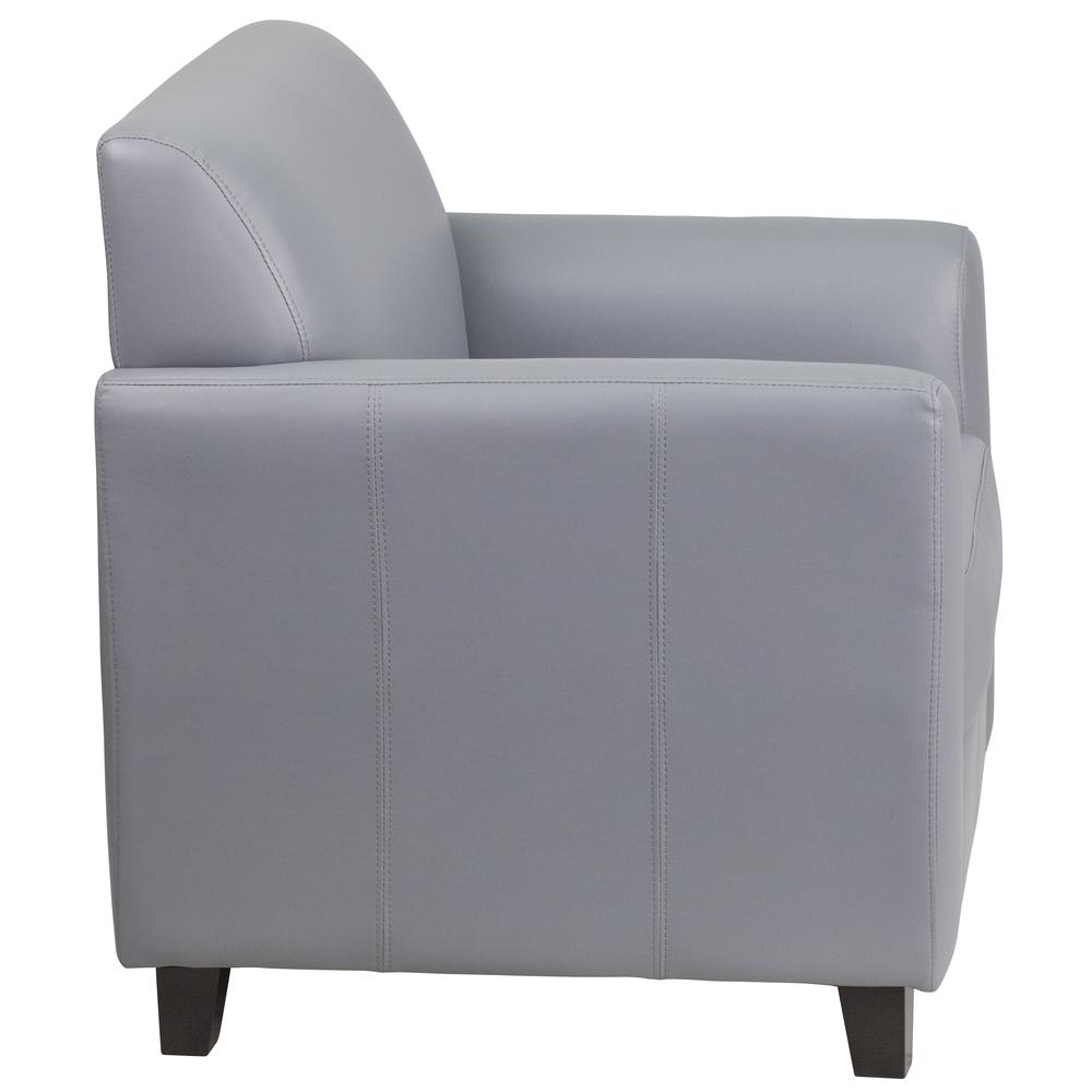Gray LeatherSoft Chair with Clean Line Stitched Frame. Picture 3