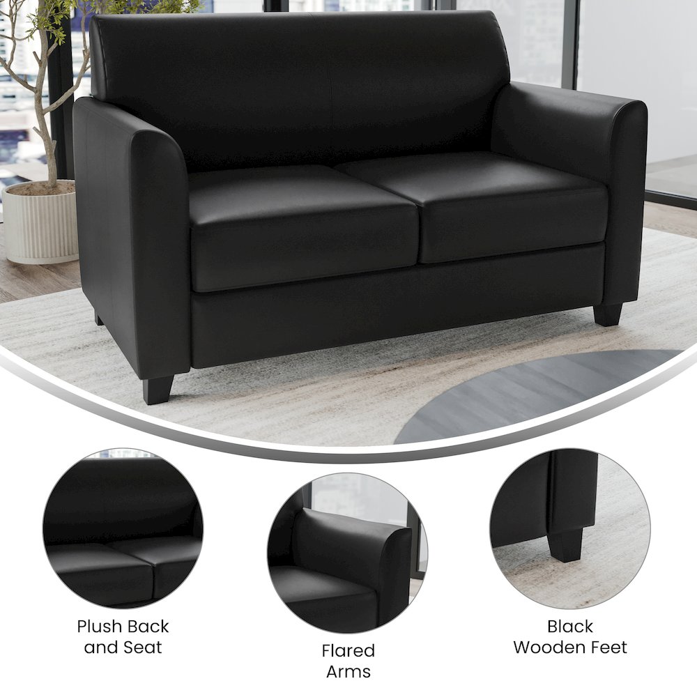 Diplomat Black LeatherSoft Loveseat. Picture 4