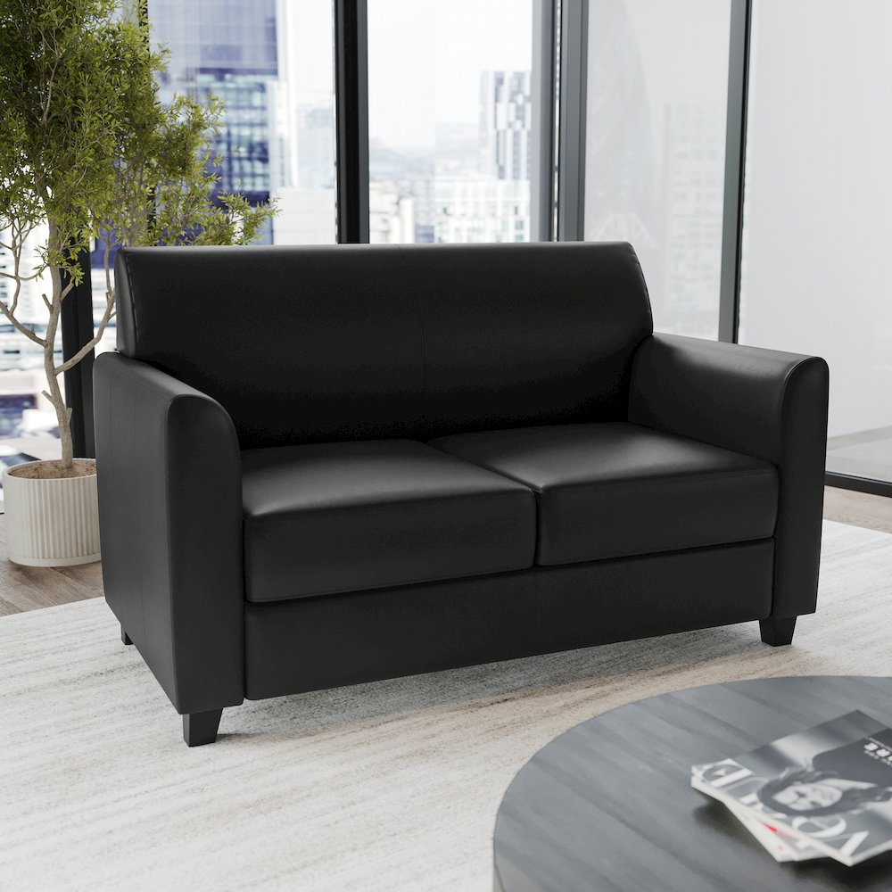 Diplomat Black LeatherSoft Loveseat. Picture 2