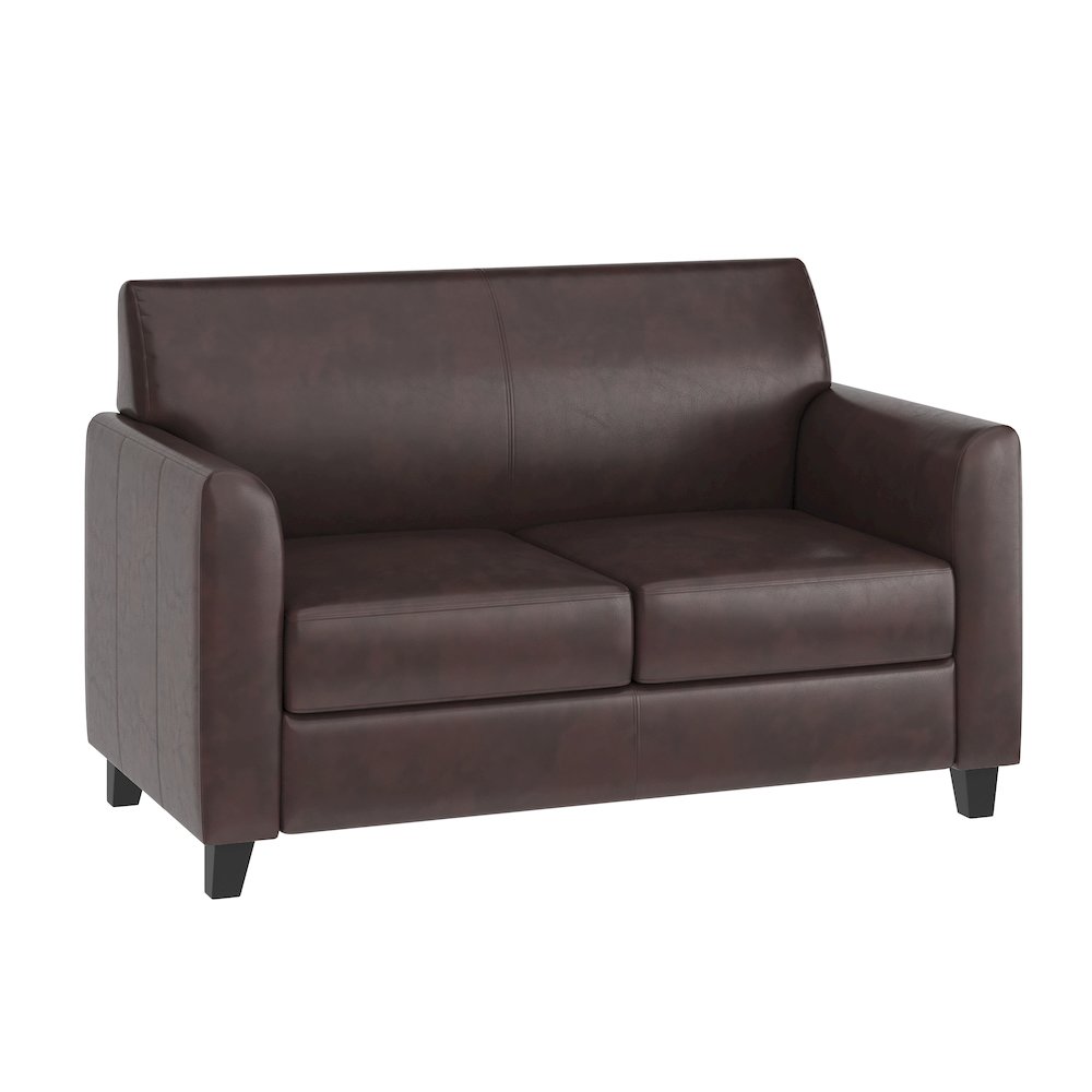 Diplomat Brown LeatherSoft Loveseat. Picture 1