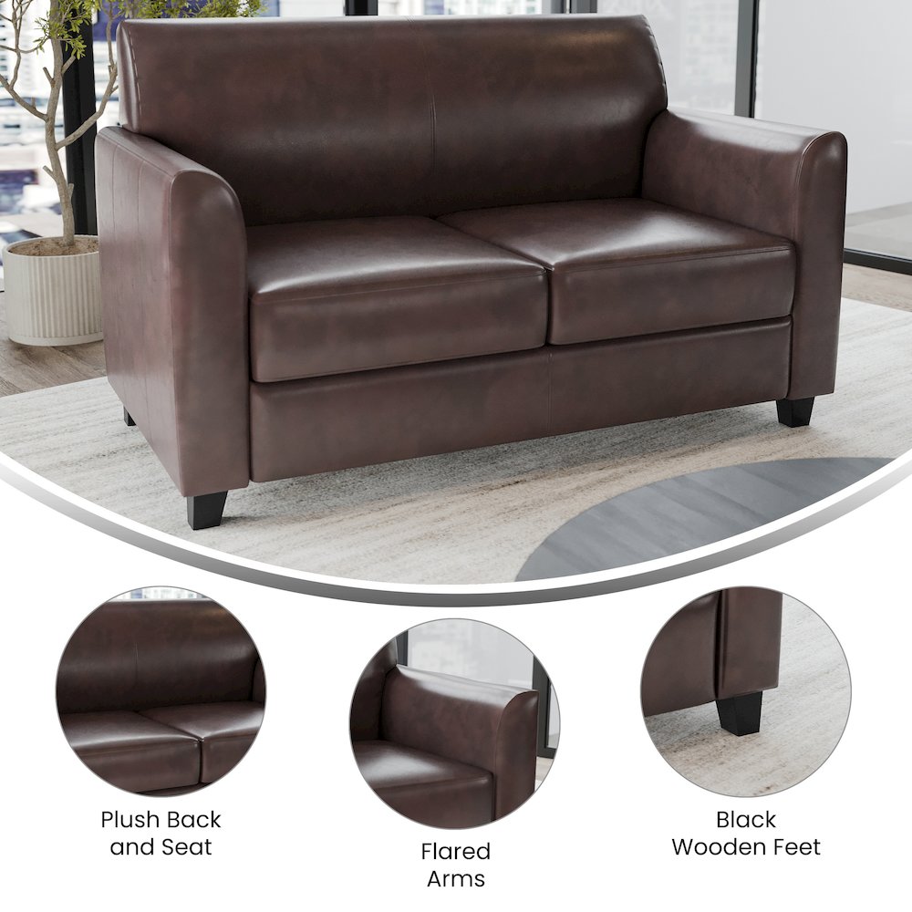 Diplomat Brown LeatherSoft Loveseat. Picture 4