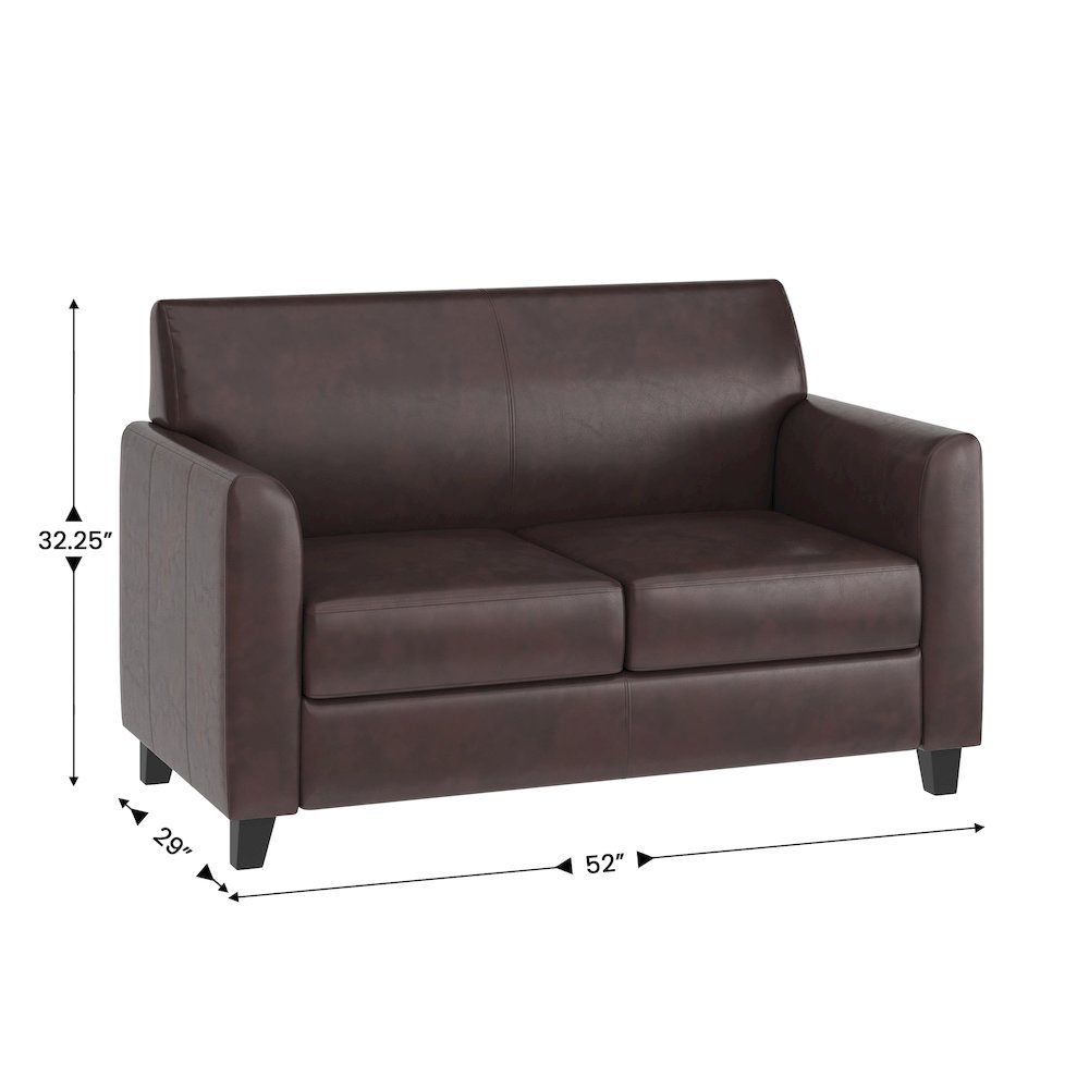 Diplomat Brown LeatherSoft Loveseat. Picture 5
