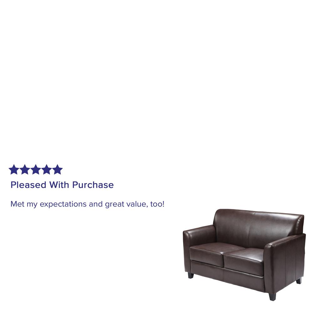 Brown LeatherSoft Loveseat with Clean Line Stitched Frame. Picture 4