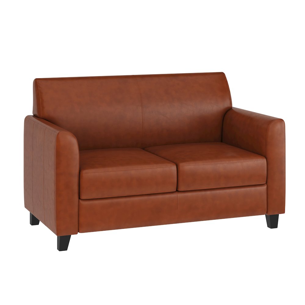 Diplomat Cognac LeatherSoft Loveseat. Picture 1