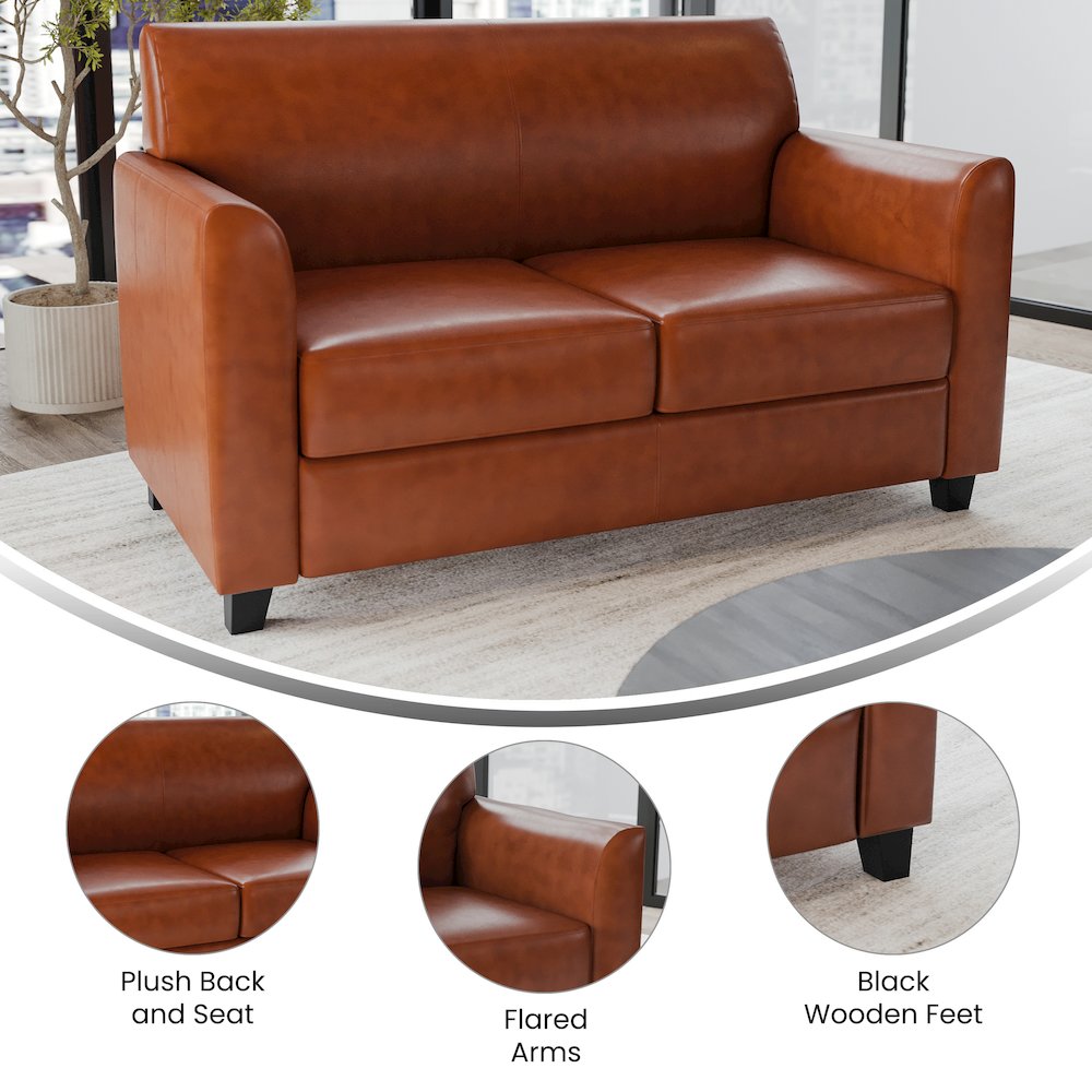 Diplomat Cognac LeatherSoft Loveseat. Picture 4