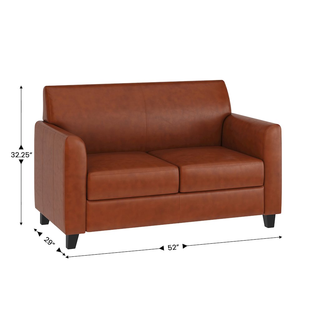 Diplomat Cognac LeatherSoft Loveseat. Picture 5