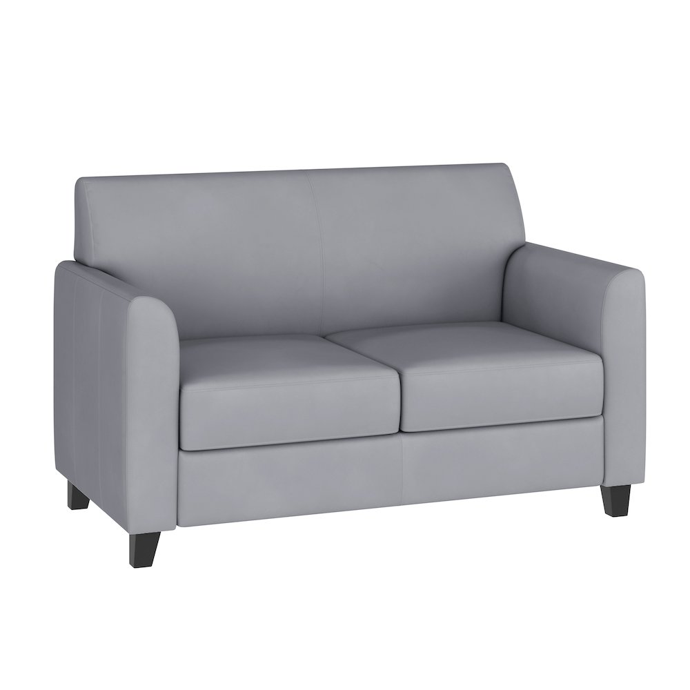 Gray LeatherSoft Loveseat with Clean Line Stitched Frame. Picture 1
