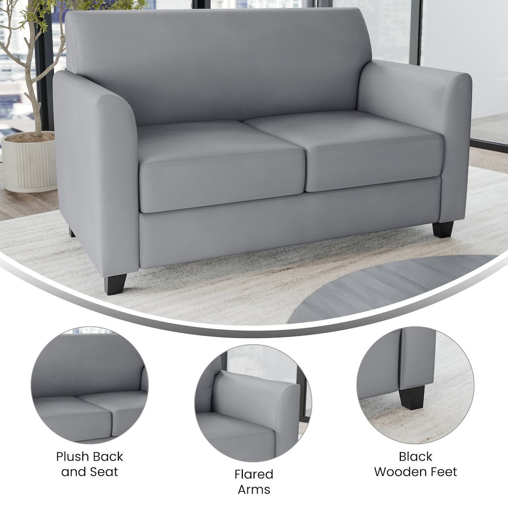 Diplomat Gray LeatherSoft Loveseat. Picture 4