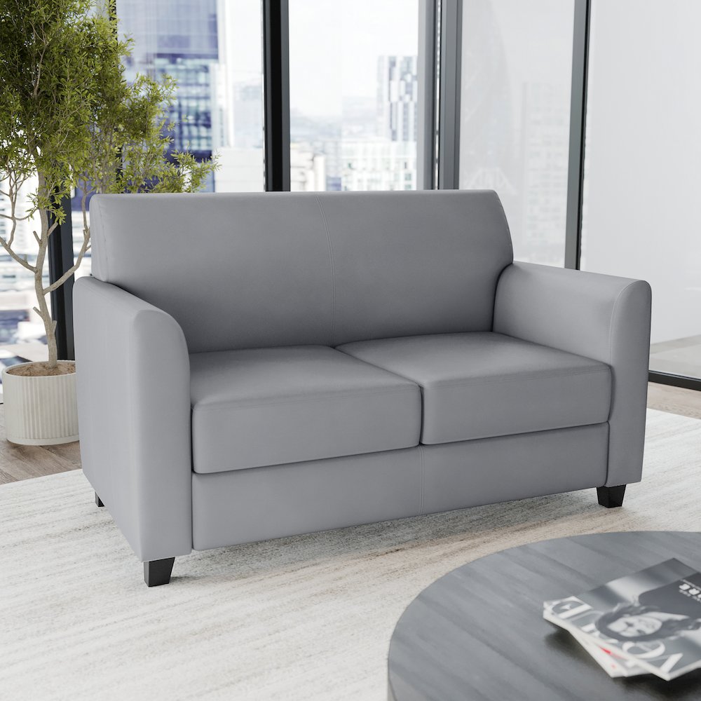 Diplomat Gray LeatherSoft Loveseat. Picture 2
