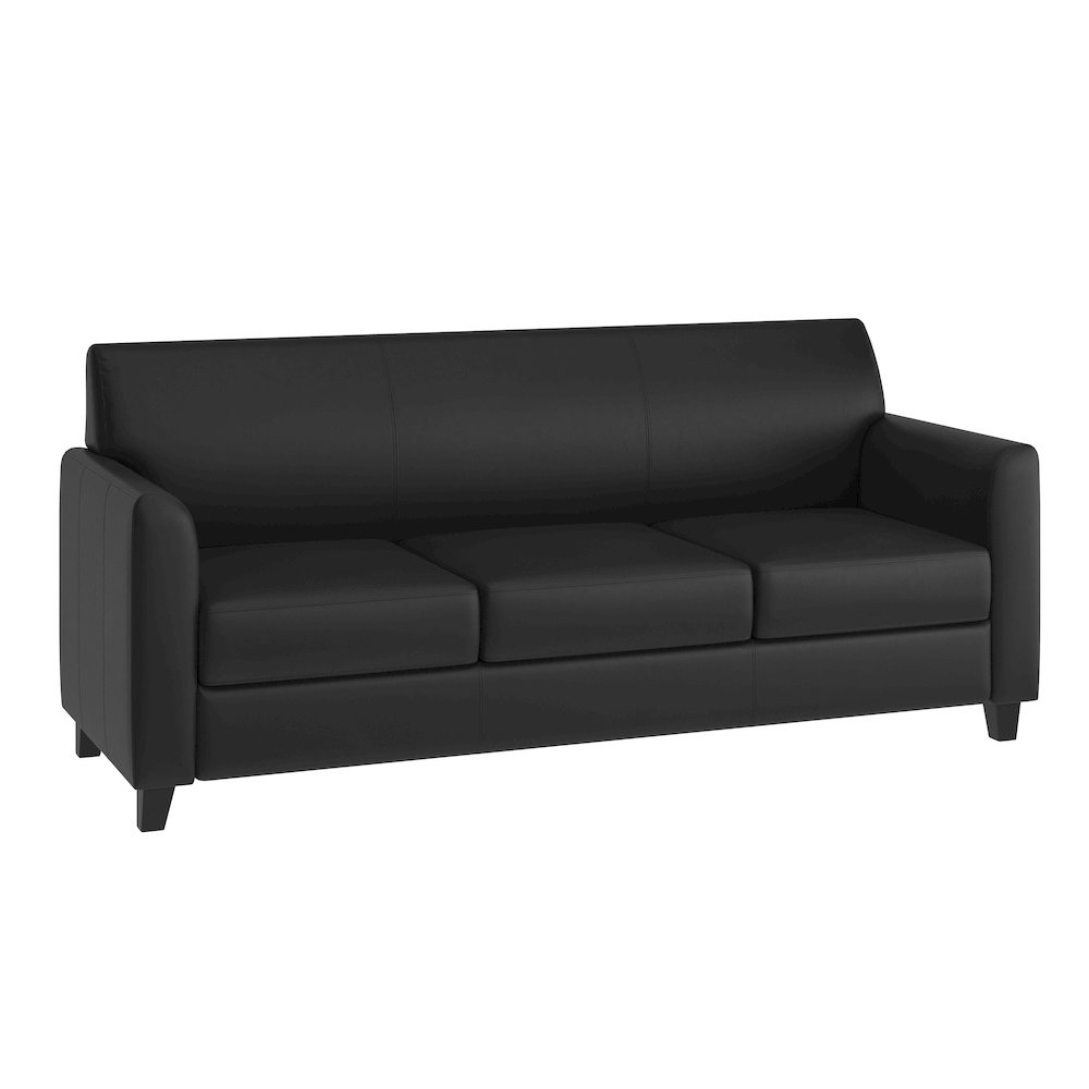 Black LeatherSoft Sofa with Clean Line Stitched Frame. Picture 1