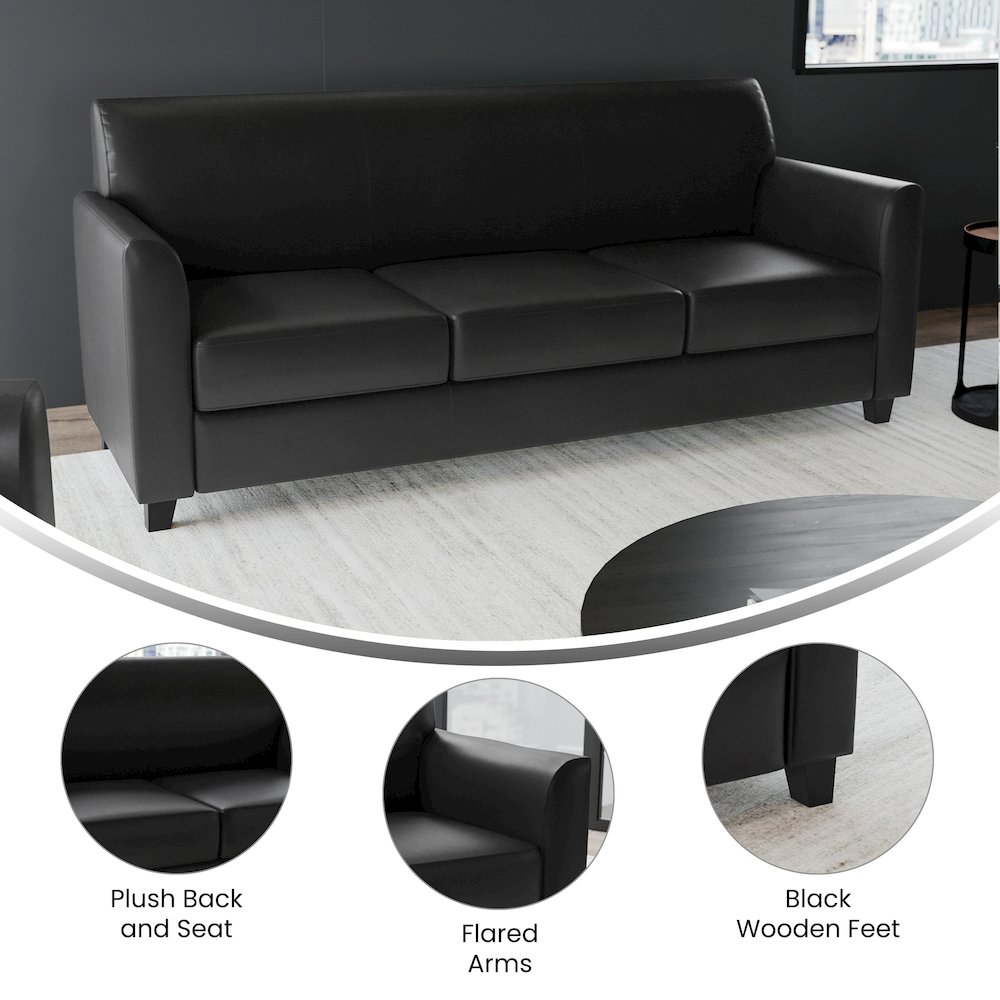 Diplomat Black LeatherSoft Sofa. Picture 4
