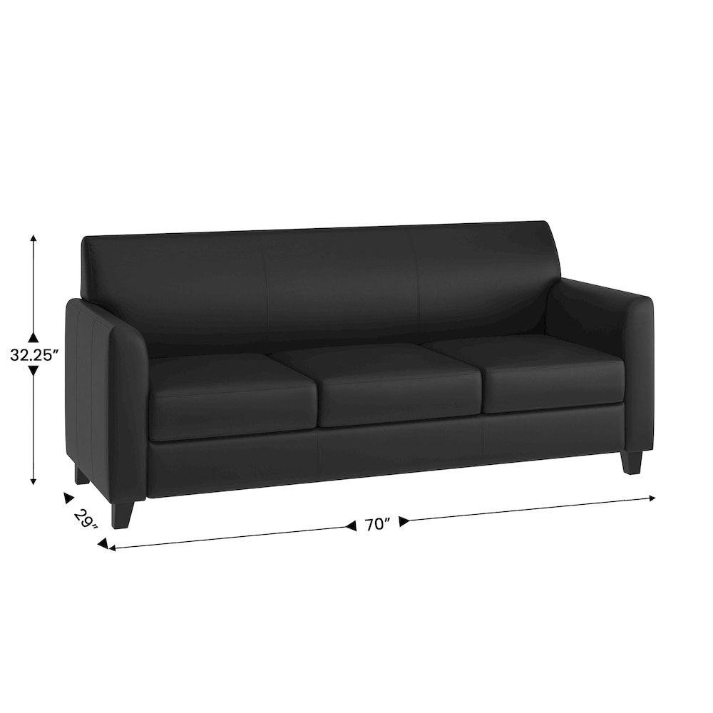 Black LeatherSoft Sofa with Clean Line Stitched Frame. Picture 2