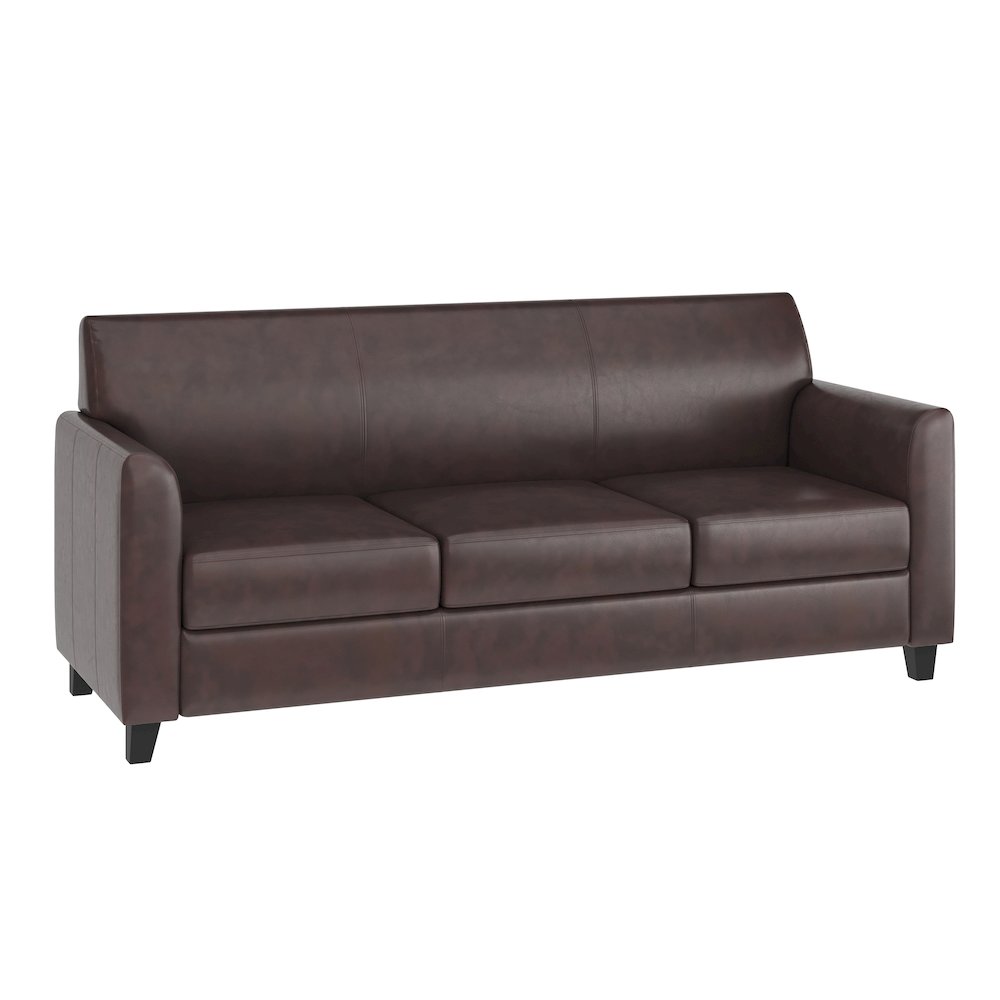 Brown LeatherSoft Sofa with Clean Line Stitched Frame. Picture 1