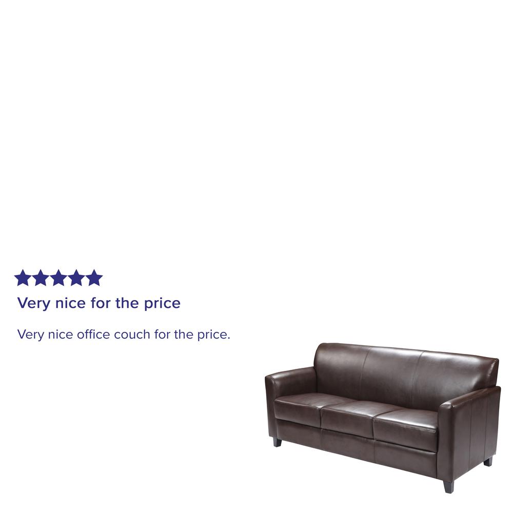 Brown LeatherSoft Sofa with Clean Line Stitched Frame. Picture 3