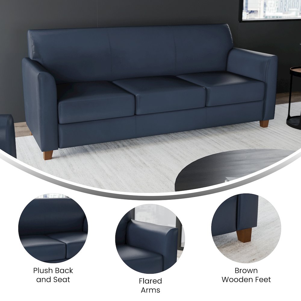 HERCULES Diplomat Series Navy LeatherSoft Sofa. Picture 4