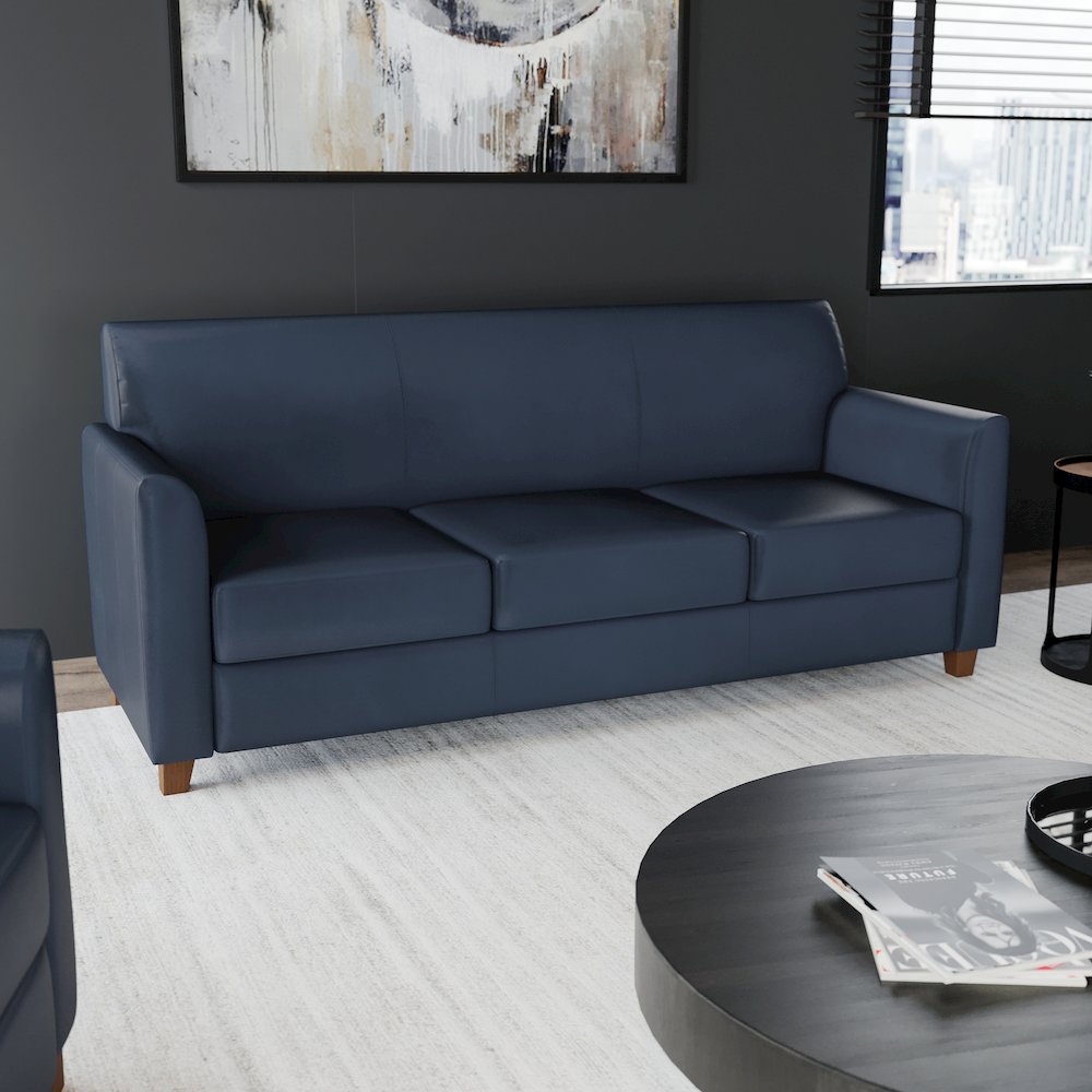 HERCULES Diplomat Series Navy LeatherSoft Sofa. Picture 3