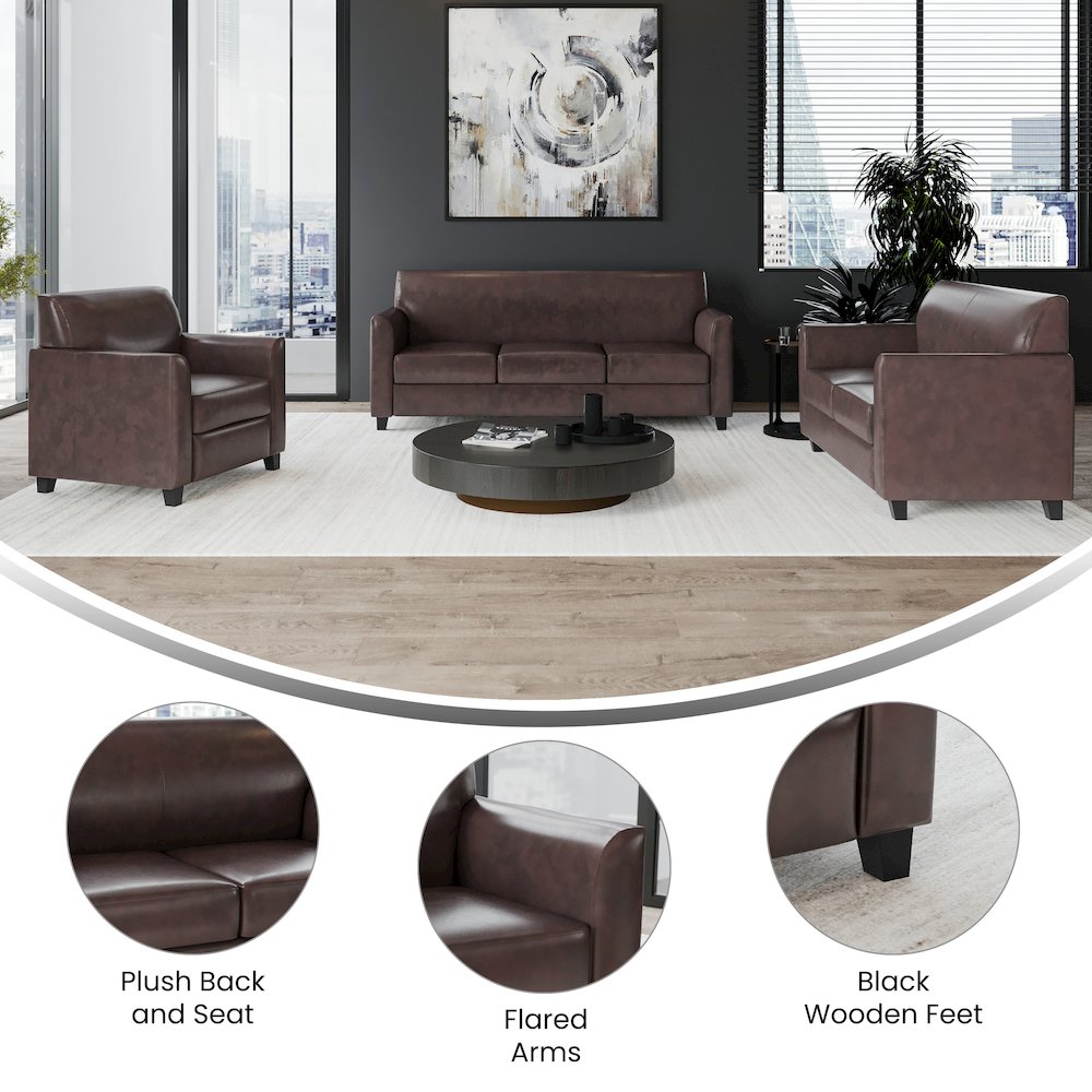 Diplomat Reception Set in Brown LeatherSoft. Picture 4
