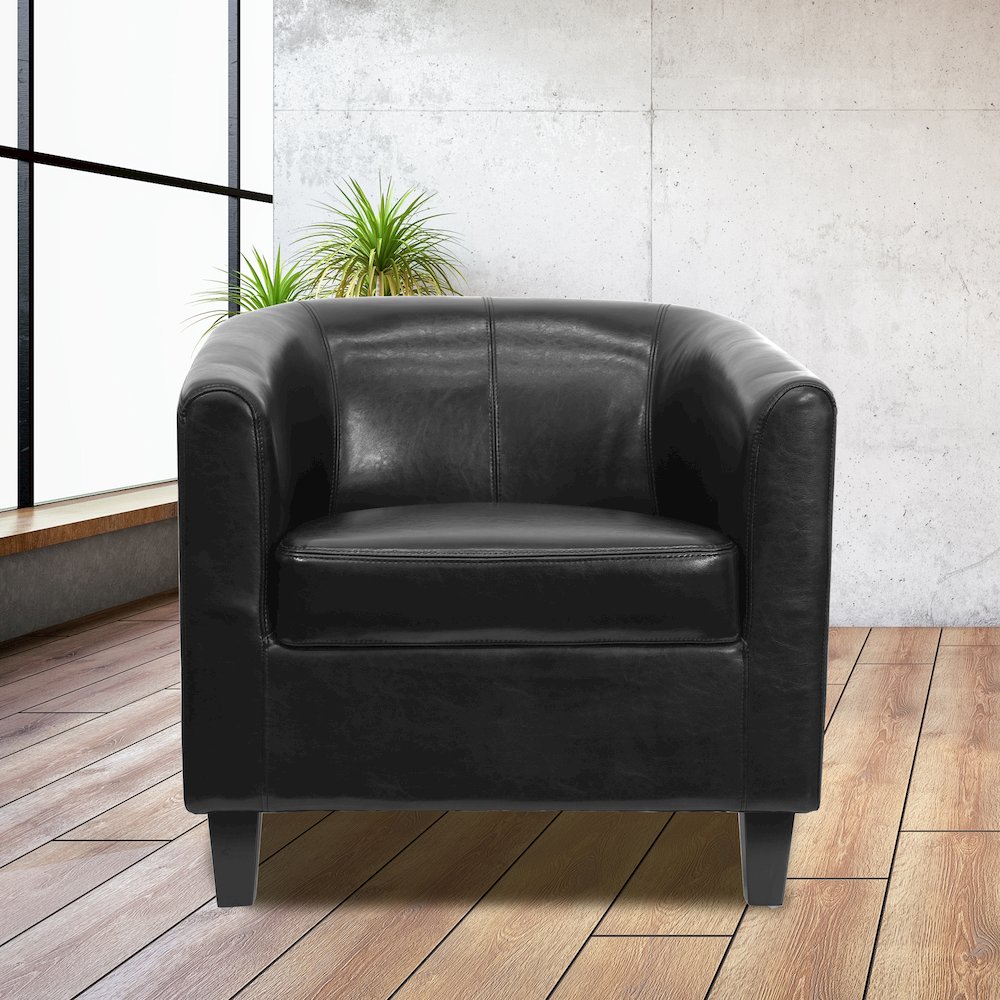 Black LeatherSoft Lounge Chair. Picture 2