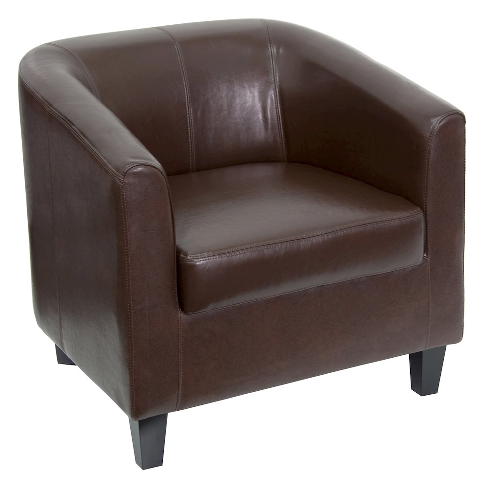 Brown LeatherSoft Lounge Chair with Sloping Arms. Picture 1