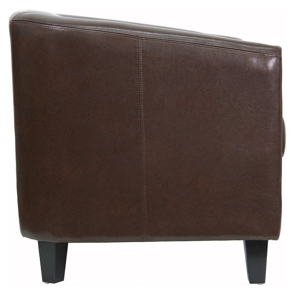 Brown LeatherSoft Lounge Chair with Sloping Arms. Picture 2